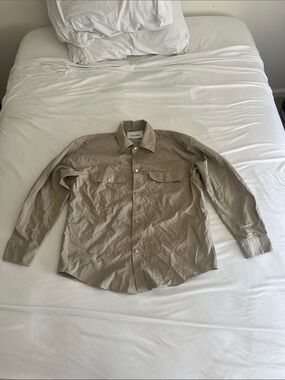 Frame Denim Taupe Button-Front Utility Shirt Jacket